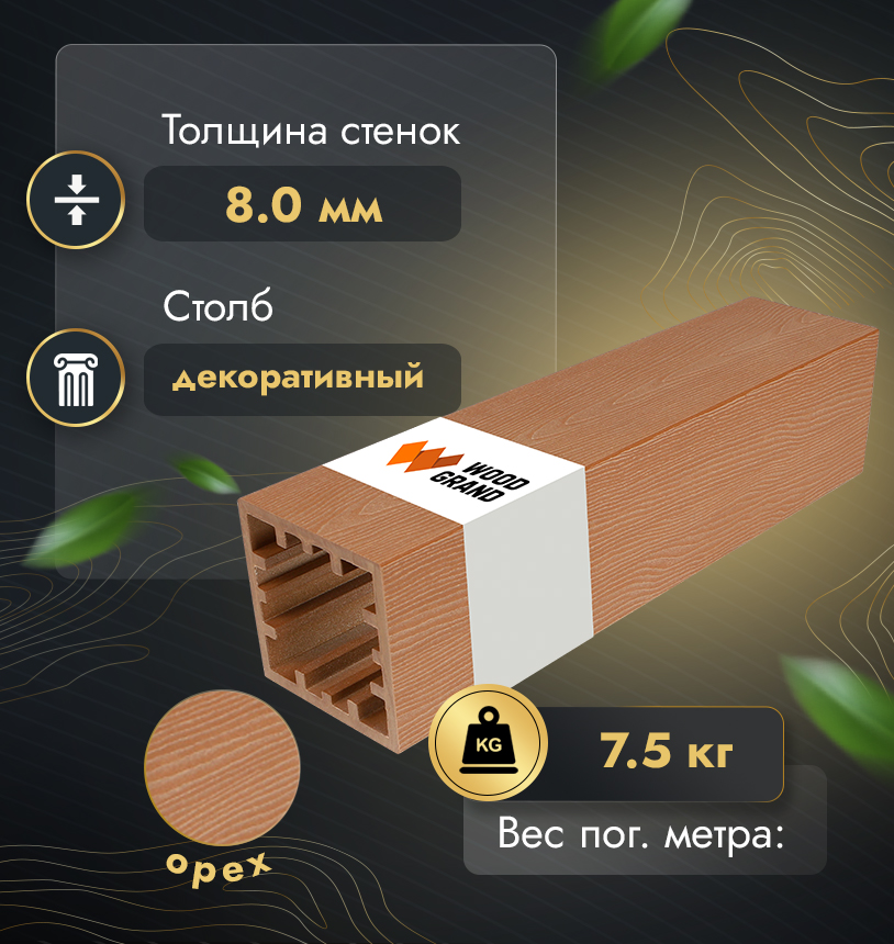 Столб 120*120 мм с тиснением (МПК) - Венге